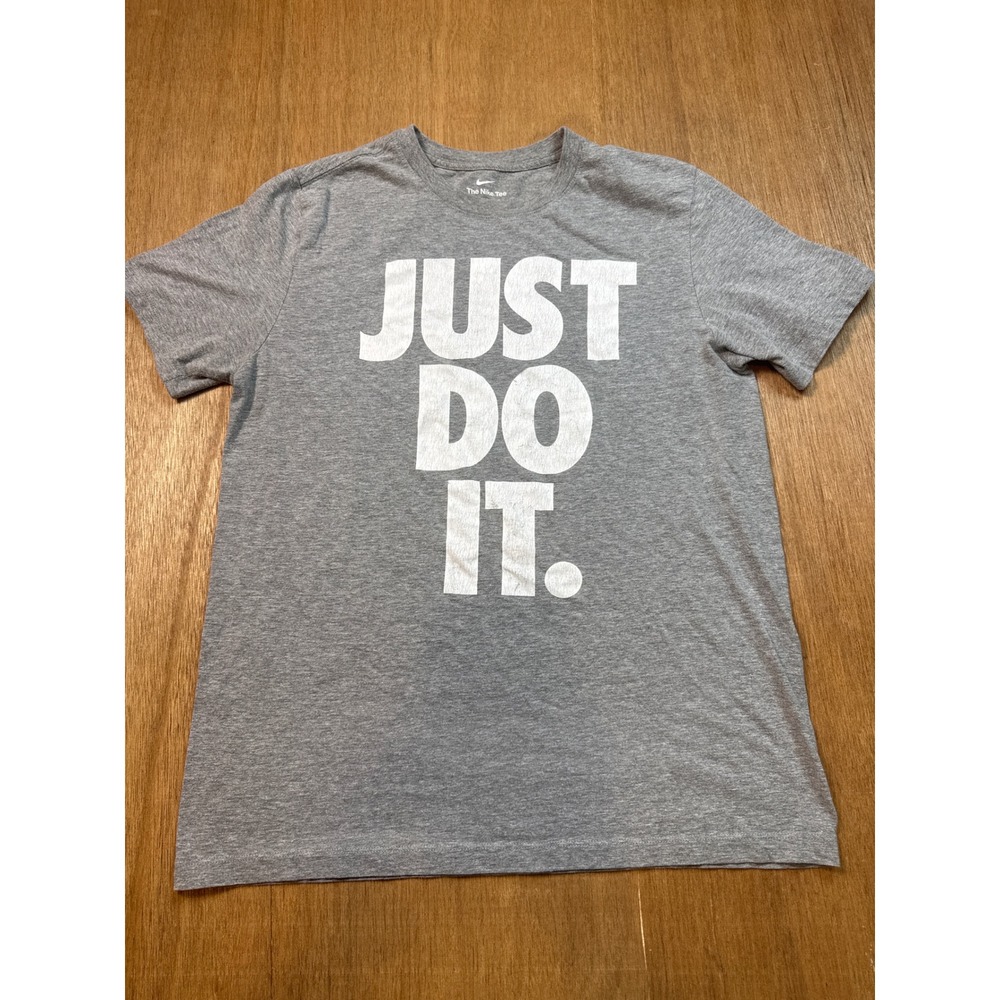 Nike Mens Just Do It Graphic T-Shirt Gray Heather Short Sleeve Crew Neck Size M
